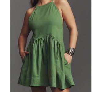 Anthropologie 1X Pilcro Kyla Flounce Denim Drop Waist Mini Dress